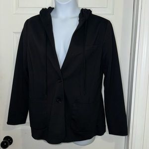 Simply Vera By Vera Wang Black Hooded Button Up Blazer Large